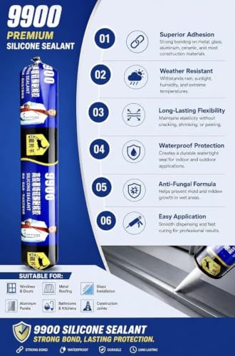 Image of 9900 Black Silicone Sealant Waterproof Adhesive for PVC Pipe Joints, Water Tank Leak Repair, Strong Bond, Weather Resistant, Multipurpose Sealant-750gm (2)