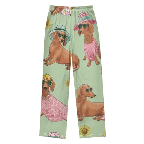 ZZXXB Dachshund Sunflowers Boys Long Pants Soft Trousers Elastic Waist Kids Lounge Bottoms with Pockets S-XL2