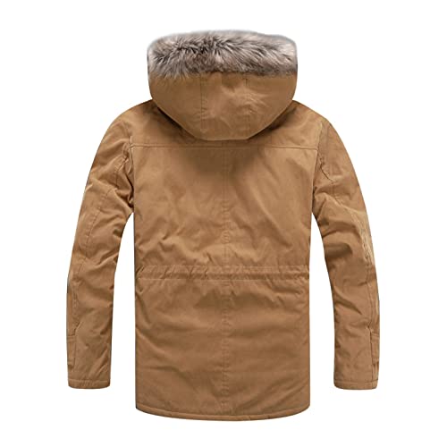 IHGWE Lange winterjas voor heren, met capuchon, blauw, zwart, winter, grijs, functionele mantel, extreem warme teddyvoering, bontcapuchon, voordelige lange gewatteerde jas - Image 6