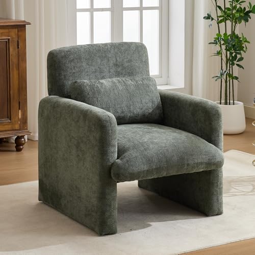 Sillón Escultural Chenille Verde Antiguo miniatura 1