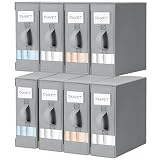 DIMJ Bed Sheet Organizers and Storage 8 Pack - Foldable Sheet Holder for Linen Bedding Storage Box for organization, Sheets Set Holder for Blanke, Towel (King & Queen Size), Grey