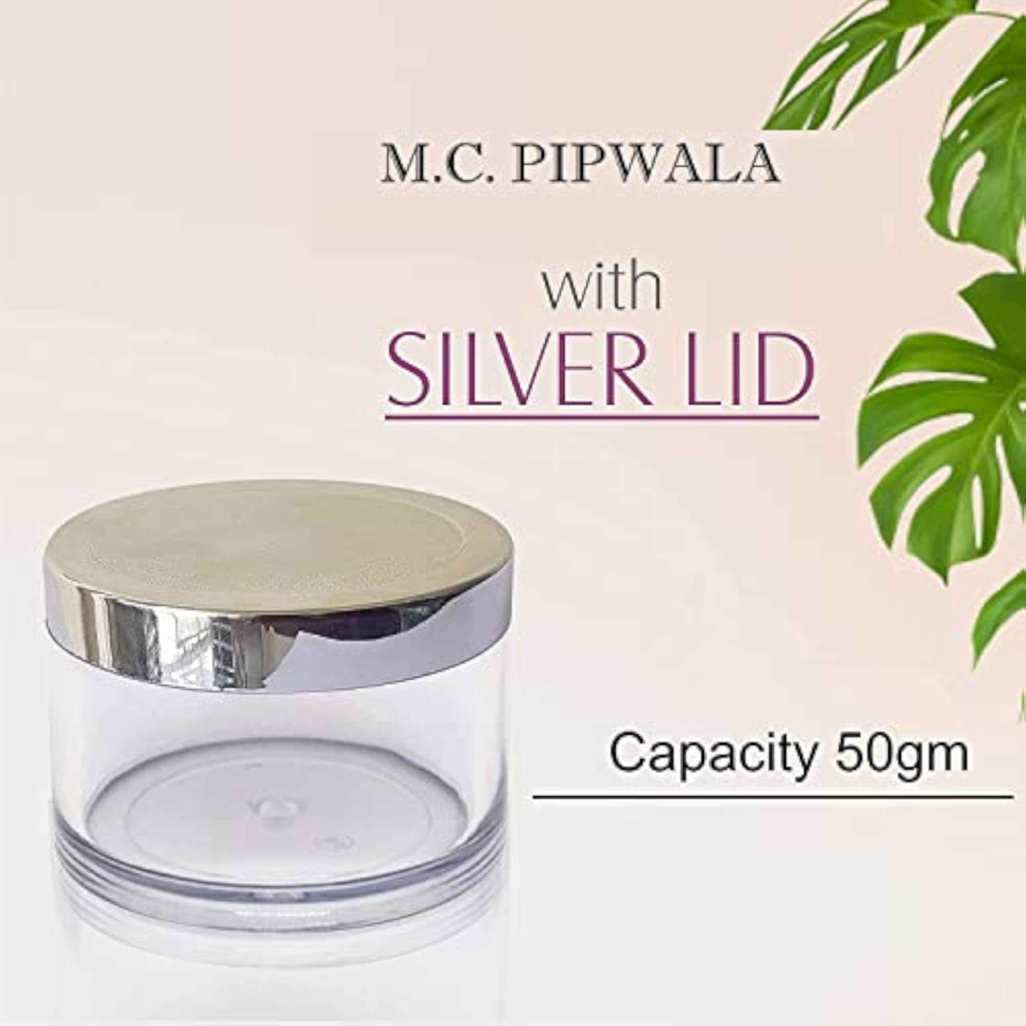 50 GM Empty Acrylic Clear Cosmetic Container with Silver Lid