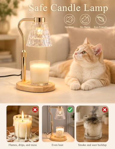 Qaimish Candle Warmer Lamp with Timer, Birthday Gifts for Women Home Decor | Dimmable Wax Melt Warmer with 2 Bulbs, Fall Decor for Home Living Room Halloween Decorations Gifts for Mom