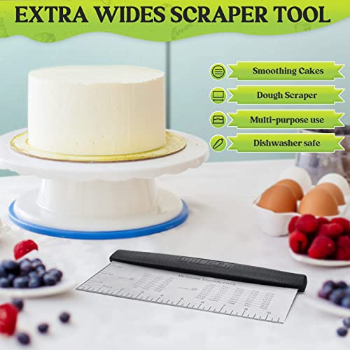 HULISEN Large Bench Scraper for Baking, 10 inch Dough Pastry Scraper with Measuring Scale, Stainless Steel Cake Scraper, Pizza Cutter, Food Chopper, Bread Separator Knife by HULISEN - Image 3