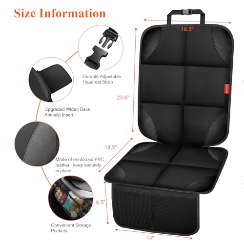 Image of Car Seat Protector for Child Car Seat, 600D Fabric Safe Car Seat Cover with Upgraded Non-Slip Backing, Waterproof Seat Protector Under Baby Car Seat with Thick Padding for Car Back Front Seat