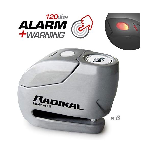 RADIKAL RK9Z Candado Moto Disco Alarma 120db ON/OFF, Warning Avisador, Módulo Remplazable Impermeable - Imagen 3