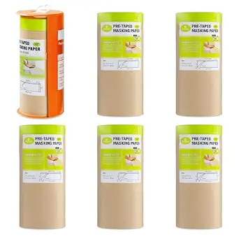 Tangibay Pre-Taped Masking Paper, 12" x 66', 1 Dispenser & 6 Refills