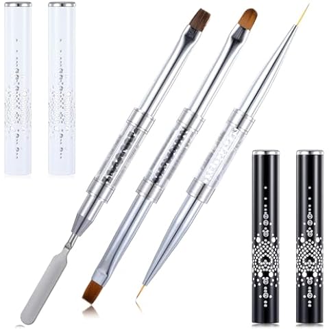 LLOUSSAK 3pcs French Tip Nail Gel Brushes Cover