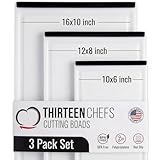 Thirteen Chefs Non Slip Cutting Board 3 Pack Set for Kitchens with Groove - BPA Free and Dishwasher Safe with 16, 12 and 10 Inch Sizes