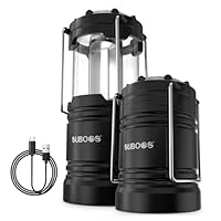 SUBOOS Campinglampe Aufladbar, Hybrid Licht Solar & AA Batteriebetriebene LED Camping Lampe, Integrierter Aufhängehaken & Magnetfuß, für Outdoor, Survival & Stromausfälle(2 Stück)