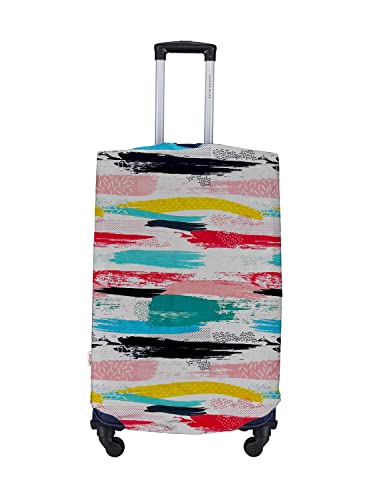 Image of Cortina Eco-Friendly Abstract Print Luggage Protective Cover|Large|Fits 26-30 Inch Luggage|Polyester-Spandex|72cm (28 inches)|Travel Suitcase Protectors|Anti Scratch|Pack of 1|Multi