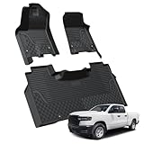LASFIT Floor Mats for Ram 1500 Crew Cab 2025 2026 with Rear Under-Seat Factory Storage Bucket Seat, All Weather TPE Custom Fit Car Mats Floor Liners 1st & 2nd Row, Black