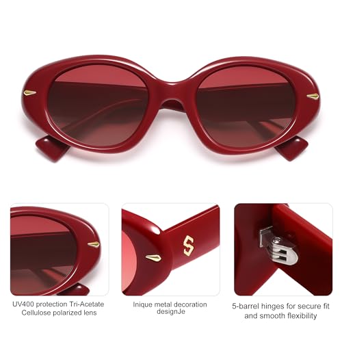 SOJOS Retro Polarized Large Oval Sunglasses Womens Mens Trendy UV400 Sun Glasses 80s 90s Shades SJ23654