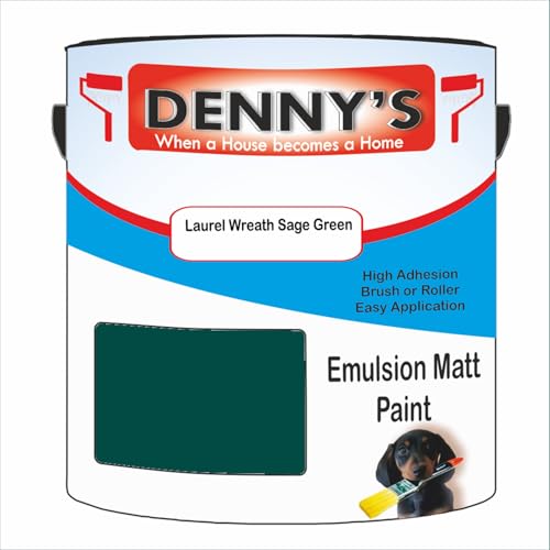 Premium Interior Wall & Ceiling Emulsion Paint – Laurel Wreath Sage Green – Rich Matt Finish, Durable & Washable, Low Odour, Ideal for Living Rooms, Bedrooms & Hallways (1 Litre Tin)