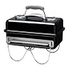 Weber Go-Anywhere Houtskoolbarbecue | Draagbare Barbecue | Camping Barbecue Met Deksel En Tafelblad | Een Met Porselein Geëmailleerde Schaal | Klein En Licht | Outdoor Oven – Zwart (1131004)