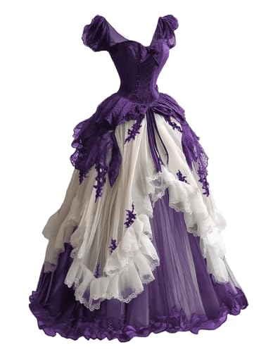 Mauuwy Victorian A Line Wedding Dress Plum Lace Off Shoulder Bridal Gowns Sweetheart Floor Length Bride Dresses With Bow Size 18 Plus #TOP2