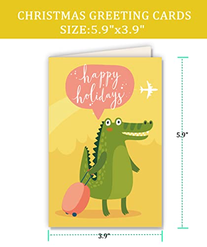 Christmas Greeting Cards Set 24 Animal Themed Designs Blank Inside Holiday Cards With Envelopes And Seals #TOP1