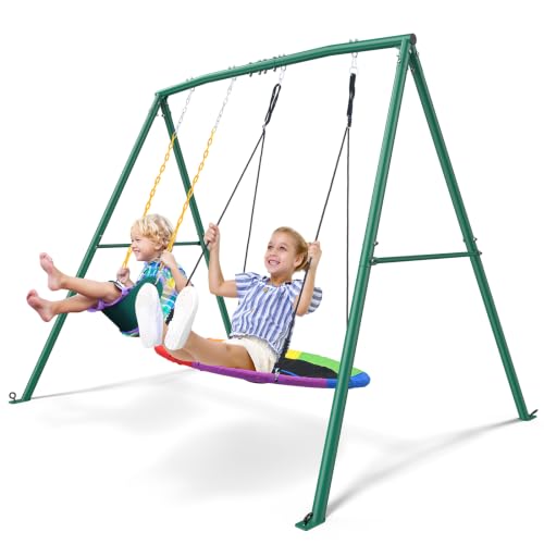 Trekassy 440lbs Swing Sets for Backyard, 2 Seat Saucer...