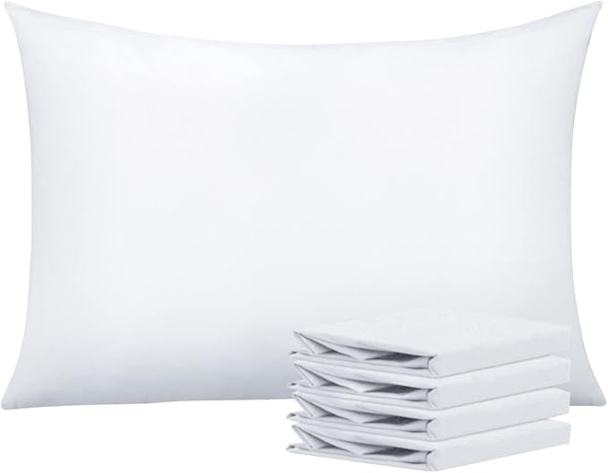 NTBAY Queen Pillowcase Set - 4 Pack Brushed Microfiber 20x30 Pillowcases - Soft, Wrinkle-Free, Fade-Resistant, Stain-Resistant, White Pillowcases