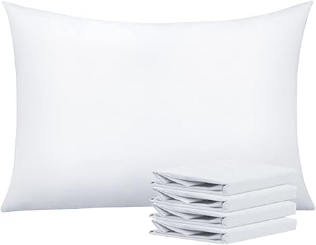 NTBAY Queen Pillowcase Set - 4 عبوات من الألياف الدقيقة المصقولة 20x30 وسادات - ناعمة ، خالية من التجاعيد ، مقاومة للتلاشي ، مقاومة للبقع ، وسادات بيضاء مع إغلاق مغلف - 20x30 بوصة ، أبيض