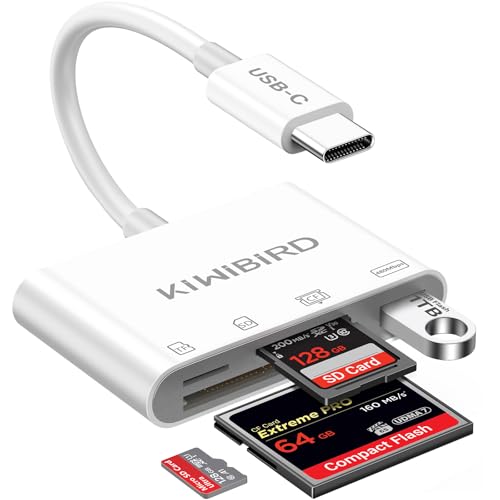 KiWiBiRD Lector Compact Flash, Lector de Tarjetas SD CF USB C, leitor de cartoes Micro SD Tipo C...