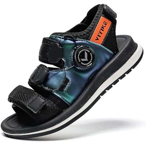 JMFCHI SPORTS Boys Girls Sandals Kids Summer Shoes Open Toe Beach Sneakers Black Blue Little Kid Size 13 Cover