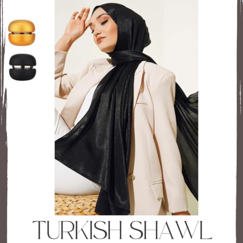Turkish Shawl Hijabs in Shimmering Colors with Magnetic Pins – Multiple Colors Available, Melisa Collection for Elegant Style3