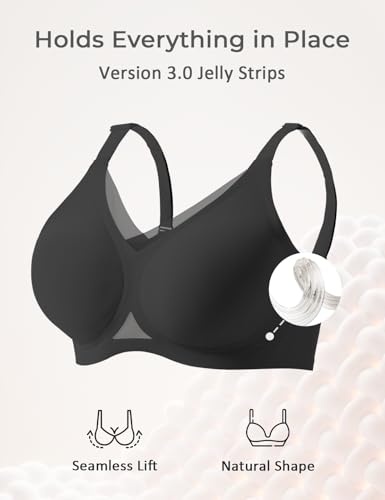 Image of Gailife Womens Jelly Comfortable Bras for Women No Underwire Supportive Bra | Wireless Bra Seamless Bralette Push Up,Soft Tshirt Bras,Mesh V /V Neck,U-back /X-back,Breathable Semi-fixed Pads,Bra Extender