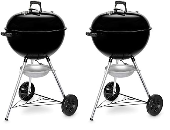 Weber Original Kettle Barbacoa de carbón, superficie de la parrilla de Ø 57 cm, barbacoa con tapa y cuba esmaltadas en porcelana, termómetro en tapa, sistema de limpieza One-Touch - Negro (14101004)