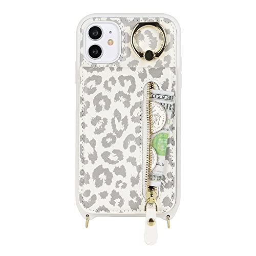 Deyhu Iphone 11 Phone Case With Card Holder For Women, Iphone 11 Case Wallet With Strap Credit Card Slots Crossbody With Kickstand Zipper Shockproof Case For Iphone11 - White Leopard #TOP7
