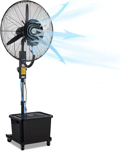 IYUESQ Ventilador de nebulización de Pedestal para Exteriores, Ventiladores de Patio de 3 velocidades para Exteriores, Altura Ajustable, Ventilador Industrial para Exteriores, Ventilador