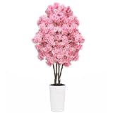 Zyfera Artificial Cherry Blossom Tree 5FT, Fake Flowers Blooming Tree