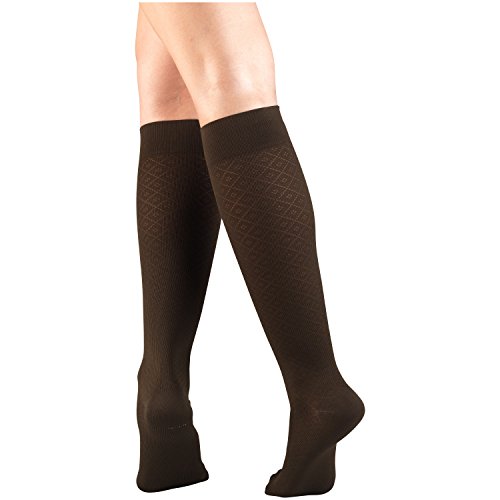 Image of Truform Compression Socks, 15-20 mmHg, Knit Women's Dress Socks, Knee High Over Calf Length
