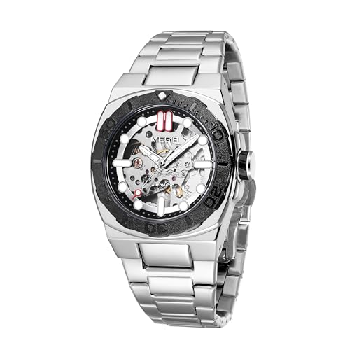 MEGIR Herren-Automatikuhr mit mechanischem Uhrwerk und Ausstellungsrückseite, 40 mm Gehäuse aus Legierung, Mineralglas, Edelstahl-Schmetterlings-Schließenband, Leuchtzeiger, wasserdicht bis 3 ATM