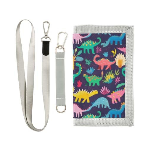 Wusikd Color Dinosaurs Kids Wallet for Boys Girls Fun Toddler Trifold Wallet Novelty Wallet for Teens Women Men