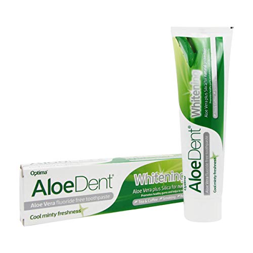 Aloedent - Pasta de dientes blanqueadora de aloe vera libre de flúor, 100 ml