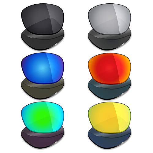 Mryok 6 Pairs Polarized Replacement Lenses for Oakley Drop in Sunglass - Stealth Black/Fire Red/Ice Blue/Silver Titanium/Emerald Green/24K Gold