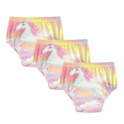 Coikll Cute Rainbow Horse Toddler Training Underwear Waterproof Baby Pee Pants -3T