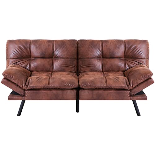 Iululu Sofa-267 Convertible Sleeper Couch Daybed With Adjustable Armrests For Studio, Apartment, Office, Small Space, Compact Living Room, Brown #TOP7