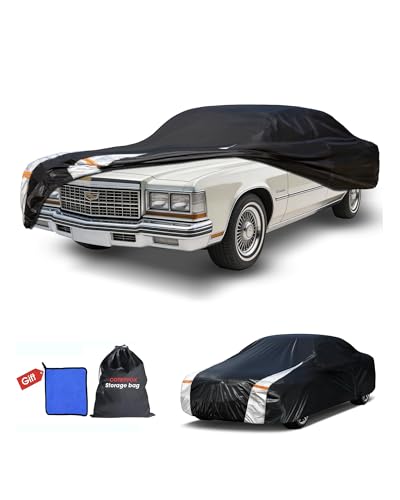 Image of Multi-Layer Car Cover Custom Fit for Cadillac DeVille(1994-1999), 100% Waterproof All Weather for Automobiles, Gift with Towel, Heavy Duty Car Covers for Rain Sun UV Protection with Door Zipper.