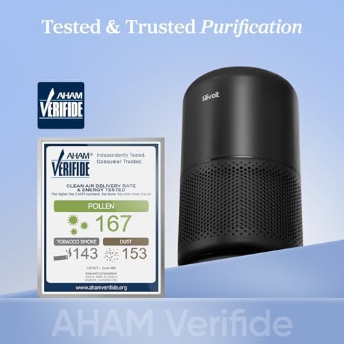 Levoit Air Purifiers Large Room Bedroom Home Up to 1073 ftΒ², AHAM VERIFIDE, 4 Customized Replacement Filters Remove Allergies Pollen Dust Smoke Odor, Air Cleaner with Sleep Mode, Core 300-P Black - 1