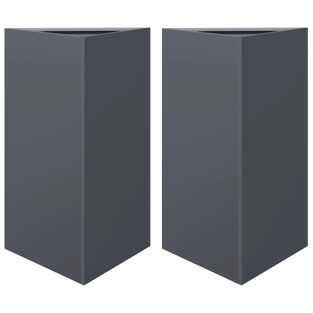 Vidaxl Steel/Anthracite Garden Planters 2 Pcs Triangular 50X43x75 Cm