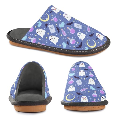 JUNZAN Cute Halloween Ghosts Memory Foam Slippers for Women Men House Slippers for Bedroom Indoor3