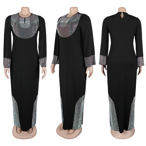 Image of PORRCEY Women's Sexy Elegant Rhinestone Bodycon Dress Hot Drilling Clubwear