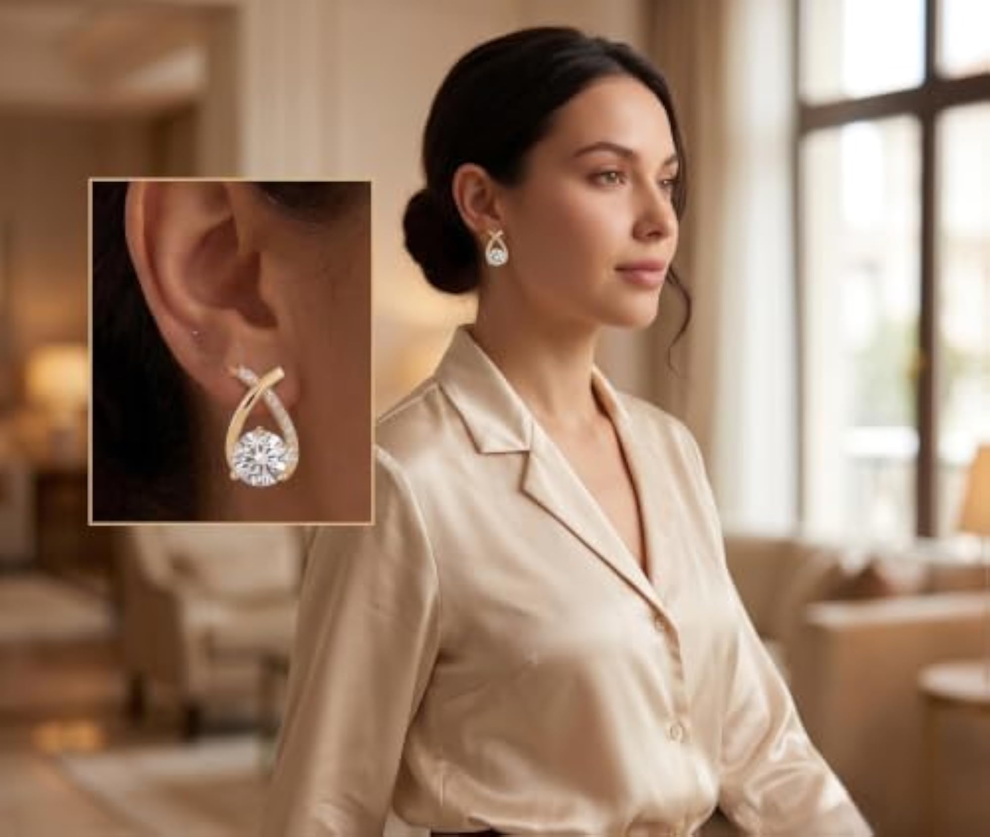 Elegant Cz Stud Earrings with Criss Cross Design