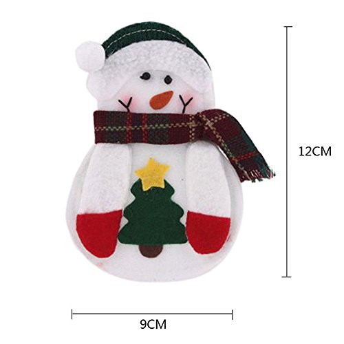 Deggod 8Pcs Christmas Tableware Holders Set, White Snowman Knife And Fork Bags Covers For Thanksgiving New Year Christmas Party Decorations Xmas Dinner Table Decor Ornaments (White) #TOP4