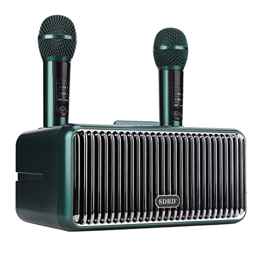 Máquina de karaokê portátil com 2 microfones sem fio, sistemas portáteis de karaokê com alto-falante