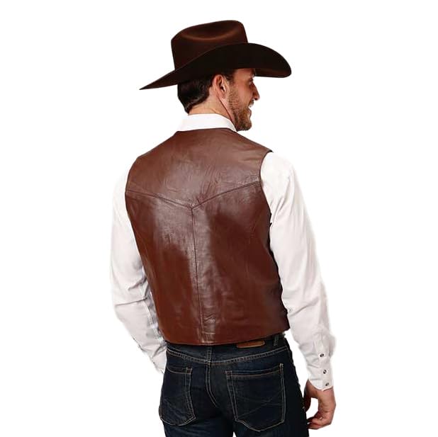 MENS BROWN LAMB NAPPA LEATHER VEST2