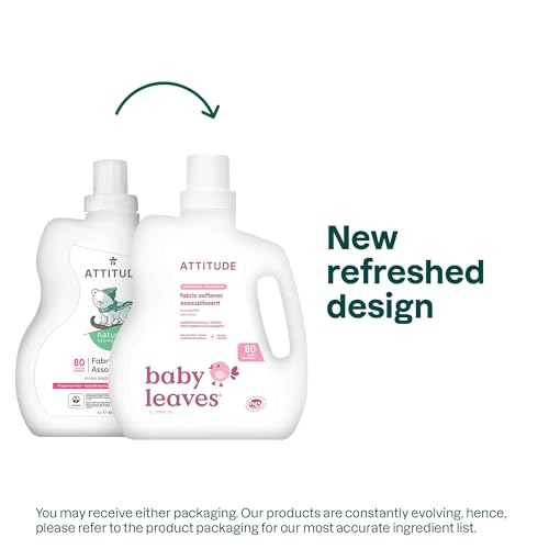 ATTITUDE Baby Fabric Softener, Made in Canada, Plant and Mineral-Based Ingredients, HE Compatible, Vegan and Cruelty-free Laundry and Household Products, Unscented, 80 Loads, 2 Liters by ATTITUDE - Image 2