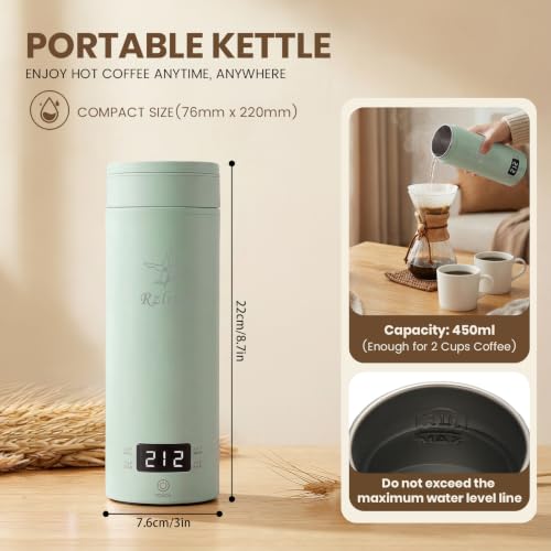 Image of Portable Electric Kettle For Travel, 120V, 450ml, 4 Temperature Control
